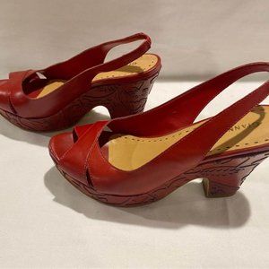 Gianni Bini "Flame Red" Chunky Heels